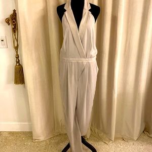 Halston Halter with Collar Grey Jumpsuit 6